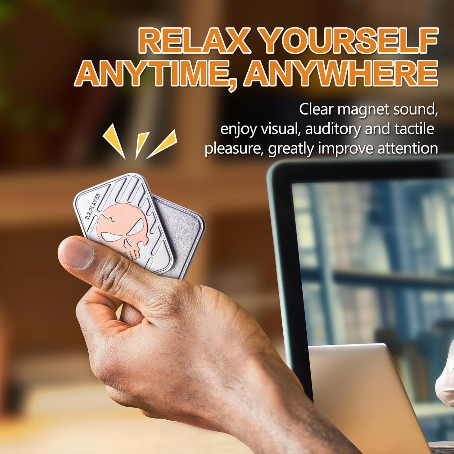 Fidget Toys Adults - Pendants Magnetic Metal EDC Toys for ADHD, Relieve Stress, Tension, Anxiety - Improve Focus - Find Inspiration, Backpack, Purse Hanging Decoration(Platinum)