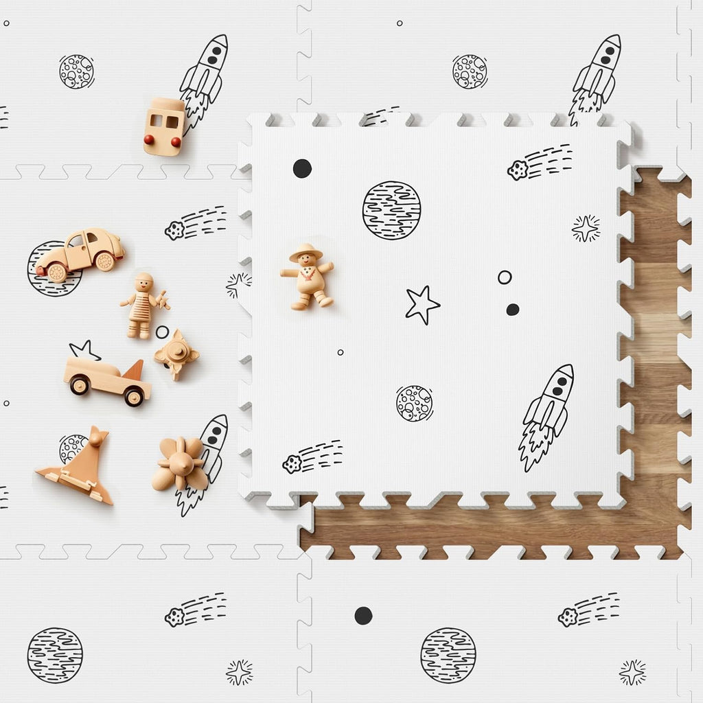 Baby Play Mat, 72x48-Inch Baby Foam Play Mat,6-Piece Interlocking Foam Floor Tiles for Toddlers, Floor Mats for Kids,Baby Foam Play Mat for Babies & Toddlers, Waterproof,Crawling Mat(Space)