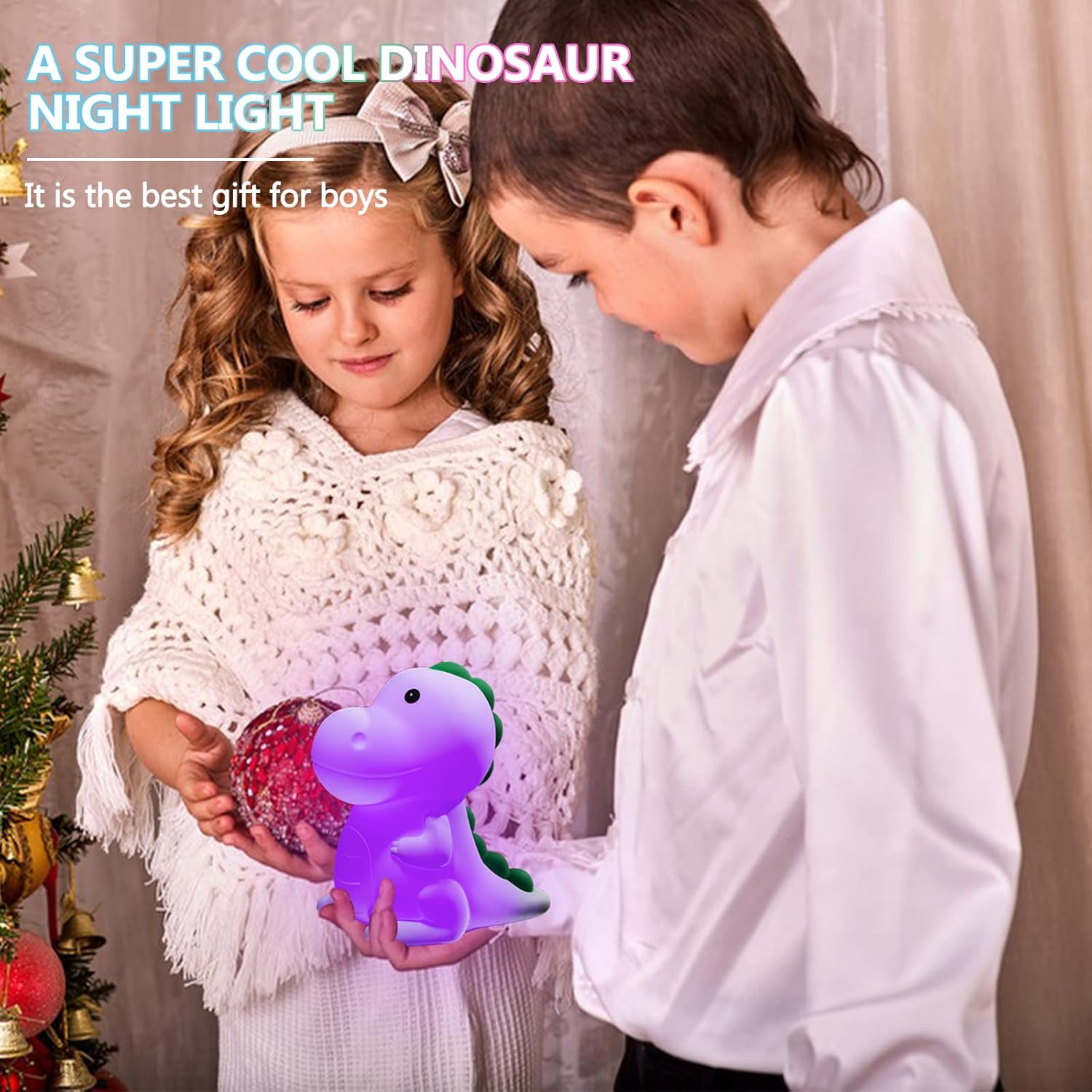 QANYI Dinosaur Night Light for Kids, Cute Color Changing Dinosaur Room Decor Lamp for Boys, Silicone Nursery Baby Night Light for Toddler's Room, Cute Dinosaur Gifts for Kids Boy