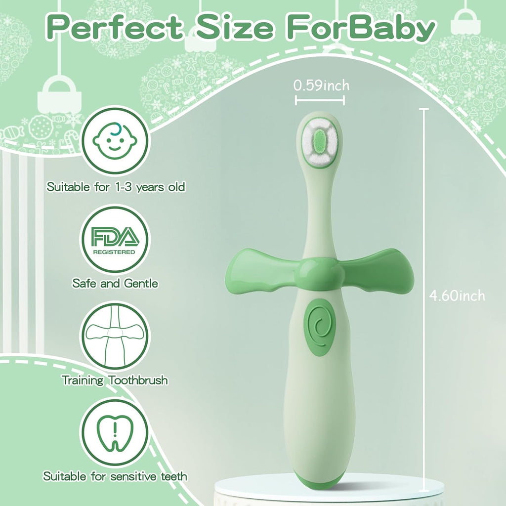 Kids Toothbrushes 2 Pack,Soft Bristle Toothbrushes for Baby 1-3 Years Old Cute Dinosaur Toothbrush for Toddlers Baby's First Training Toothbrush Anti-Strike Throat Not Easy to Shed Bristles