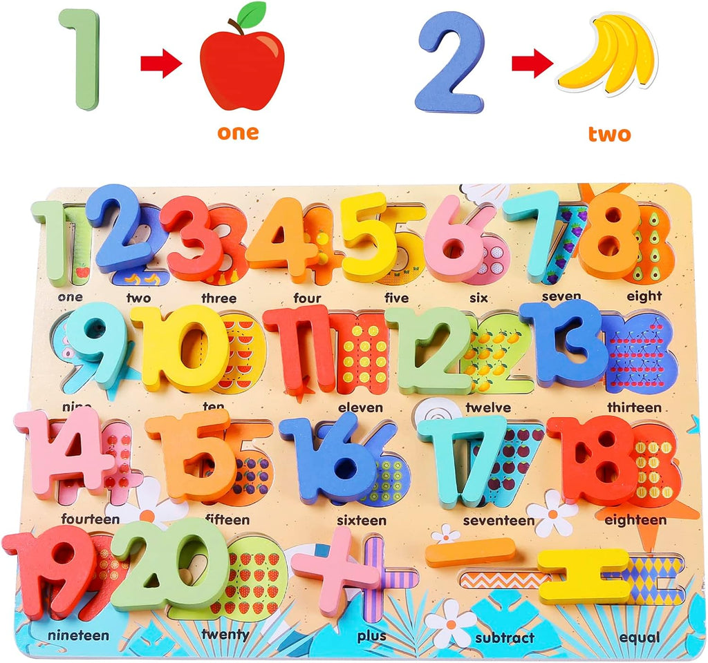 Wooden Puzzles for Toddlers, Voamuw Alphabet Number Shape Learning Education Preschool Toys for Kids Ages 3-6 Years Old (Set of 3)