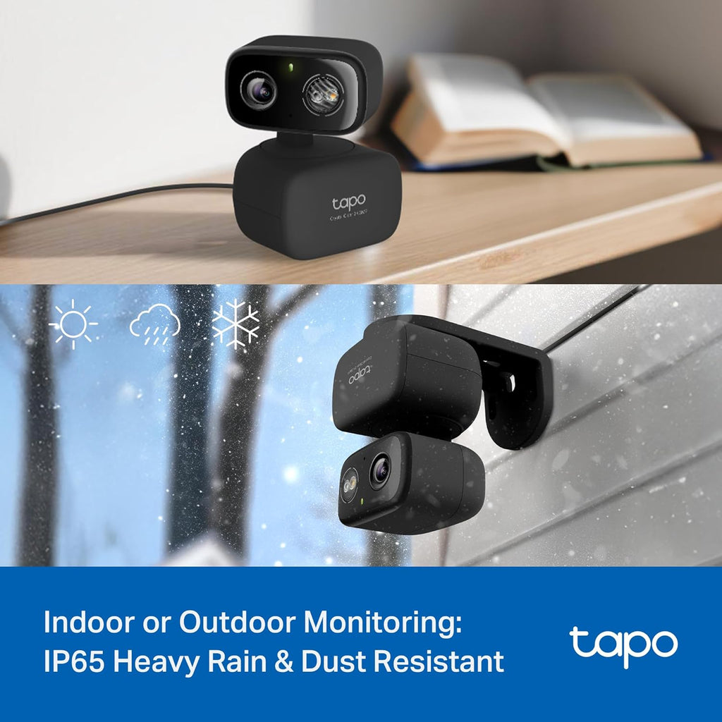 Tapo 2K 3MP Pan/Tilt Indoor/Outdoor Security Camera, Free Person/Baby Cry Detect & Track, 360° Pan, Color Night Vision, SD/Cloud Storage, Works w/Alexa & Google Home, HybridCam 360, Black (2-Pack)