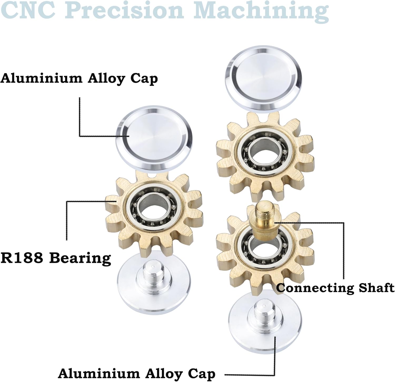 Metal Fidget Spinner for Adults, Small Mini Hand Toys, Copper Gear Linkage Fidget Blocks, Stacking Extendable Fingears Gyro, Bearing, Autism Sensory ADHD Anxiety Reduce