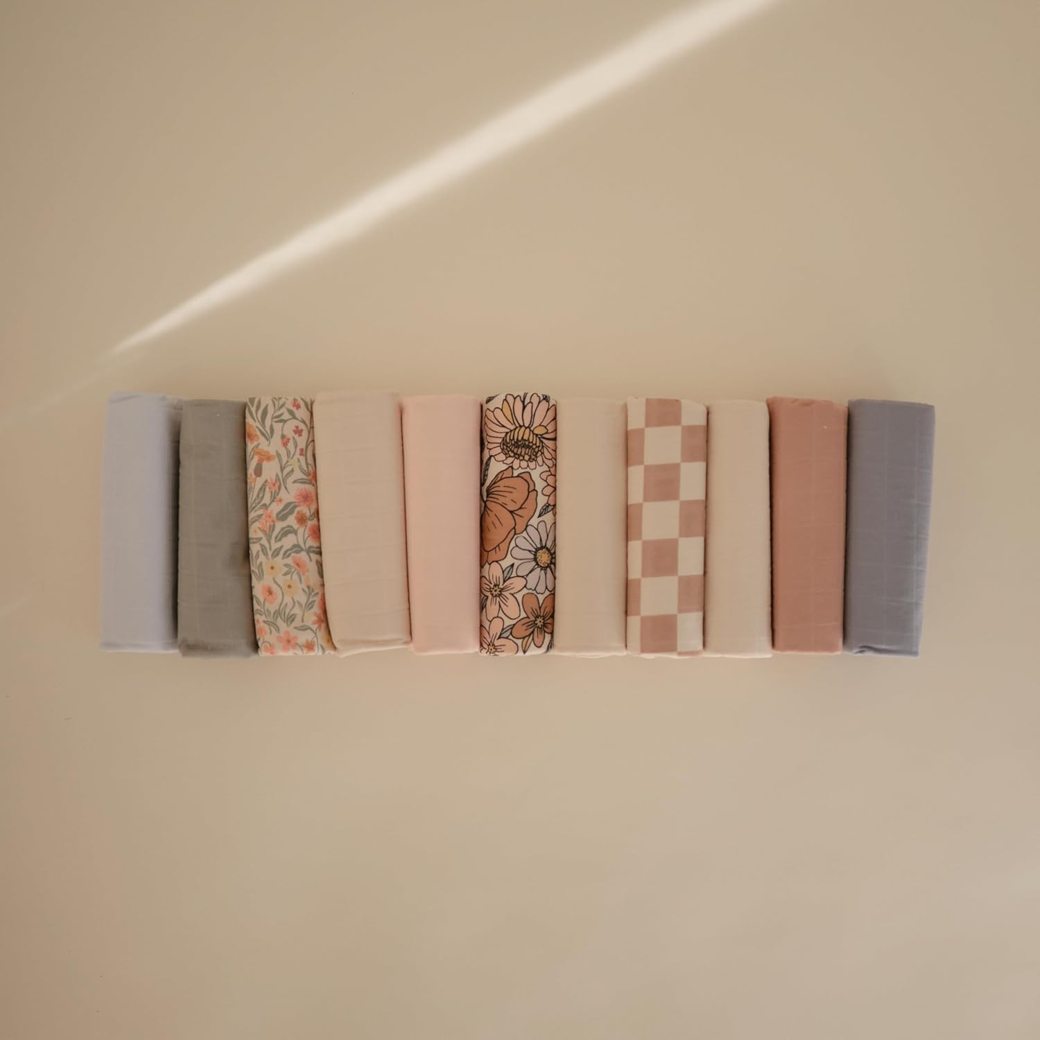 mushie Waterproof Changing Pad Liners | 100% Organic Cotton | Set of 3 (Pastel Blooms Combo)