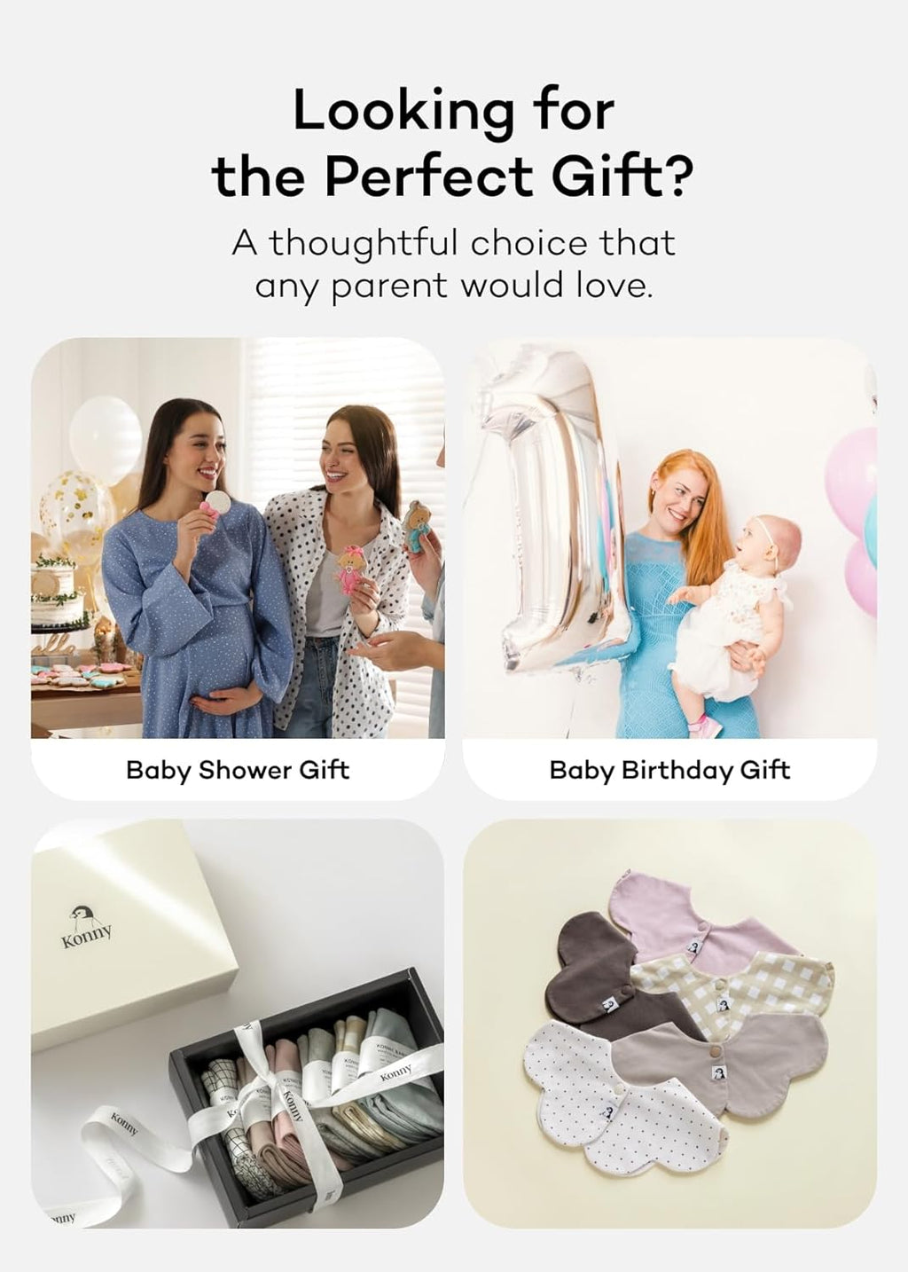 Konny Baby Bibs 5-Pack, 360 ° Rotate, Soft and Absorbent Bandana Drooling for Boys Girls baby Essentials