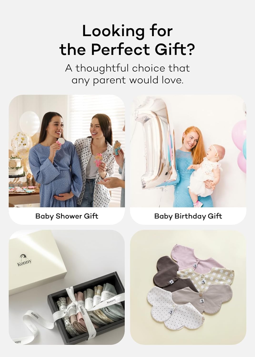 Konny Baby Bibs 5-Pack, 360 ° Rotate, Soft and Absorbent Bandana Drooling for Boys Girls baby Essentials