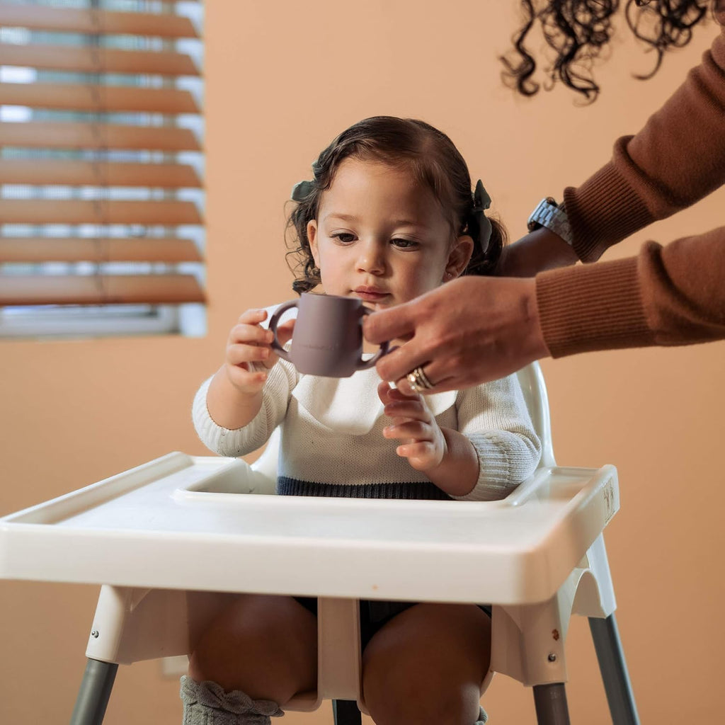 | Teenie Tiny™ Silicone Developmental Baby-Led Weaning Drinking Cups (2 pack) (Warm Taupe and Blue Fusion)