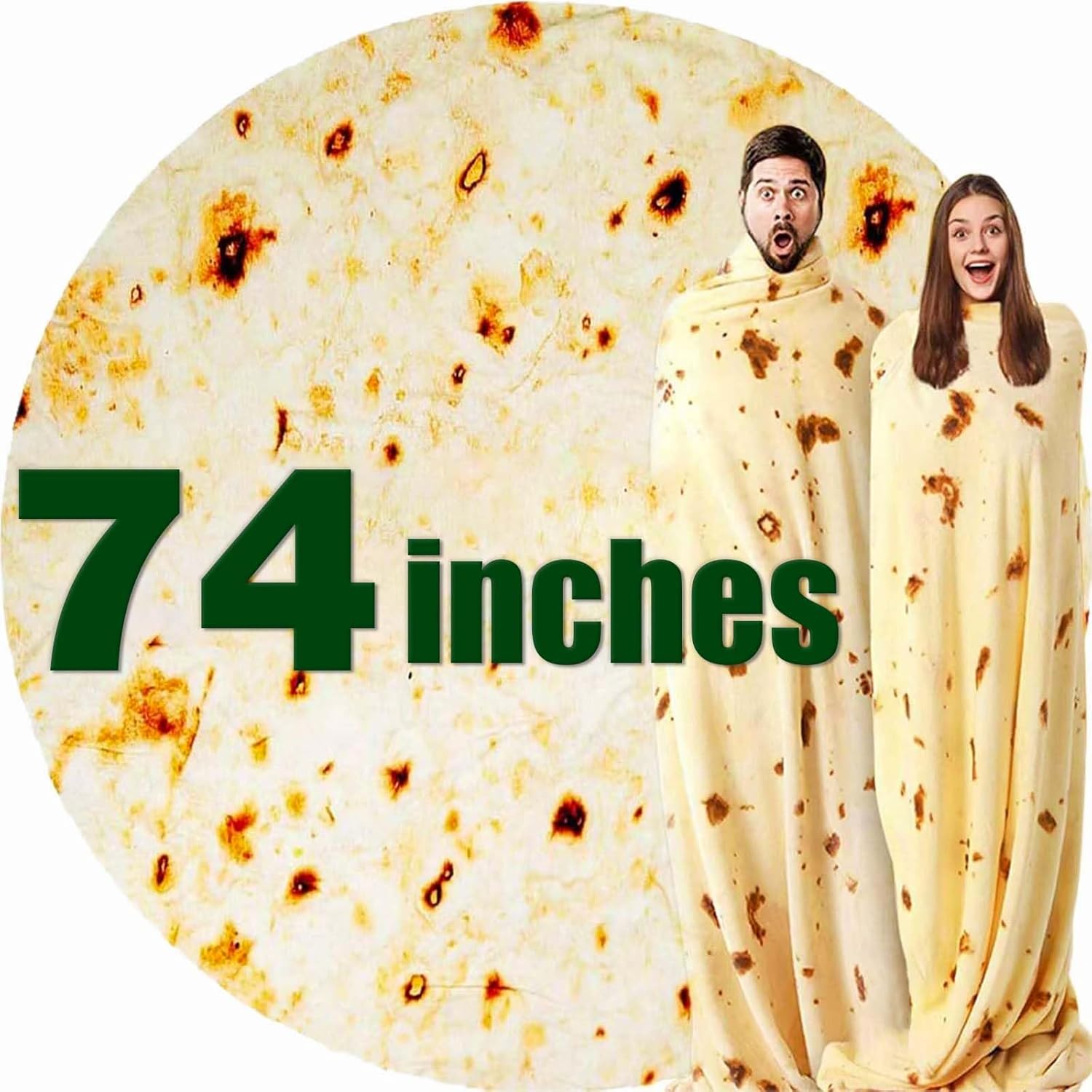 74in Burrito Tortilla Blanket White Elephant Gifts for Adults Useful Taco Throw Blankets Woemn Men Party Cool Stuff Novelty Gag Soft Fleece Wrap