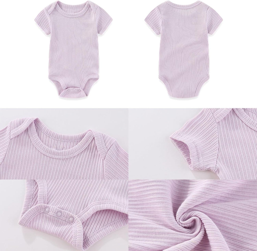 Four Seasons Baby Boy Girl Bodysuits 5-Pack Cotton Comfort Short Sleeve Baby Clothes Soft Infant Outfits
