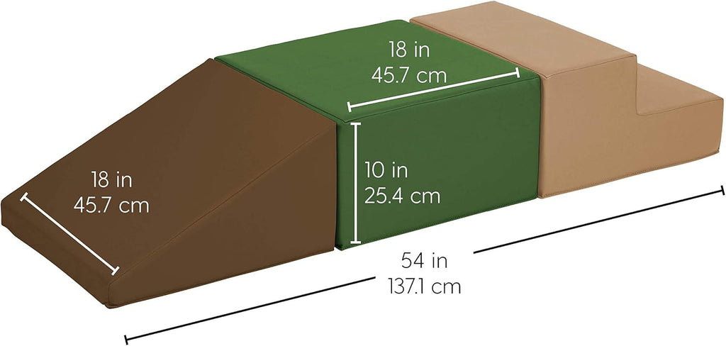 Factory Direct Partners 11618-ET SoftScape Toddler Playtime Climber, Indoor Active Play Structure (3-Piece Set) - Earthtone