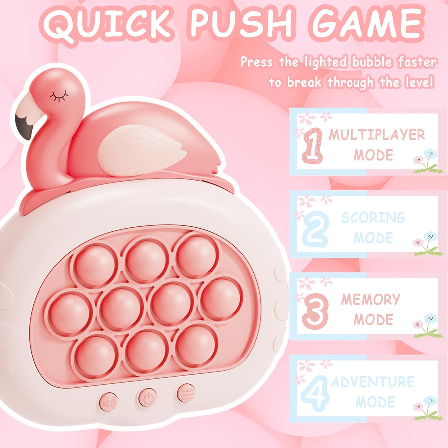 Stress Relief Toys, Decompression Breakthrough Puzzle Pop Button Gopher Handheld Game Machine, Novelty Fidget Toys Party Favor Gifts for Kids Adults (Flamingo)