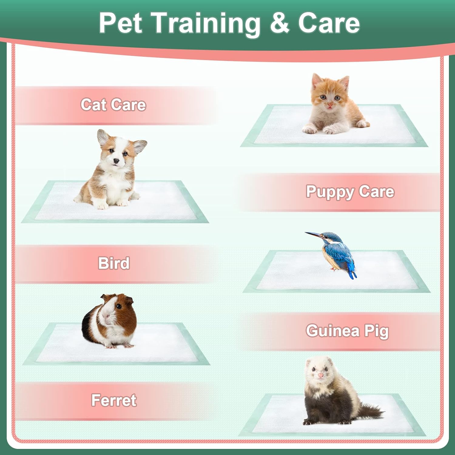 Disposable Underpads 17"×24"(100 pcs) Light Absorbent Bed Pads Small Chucks Pads for Kids, Puppy, Cat and Tioilet