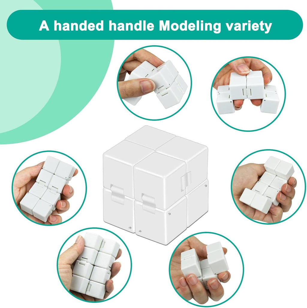 WUQID Infinitycube Fidget Toy Stress Relieving Fidgeting Game for Kids and Adults,Cute Pocket-sized Unique Gadget for Anxiety Relief and Kill Time (White)