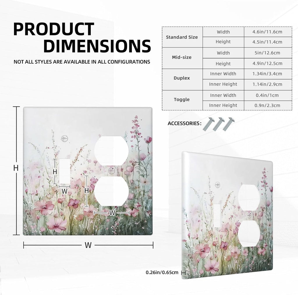 Wallplates Wildflower Botanical Watercolor Floral 1 Toggle 1 Duplex Switch Plate Electrical Gfci Faceplate Decorative Light Switch Covers For Bed Room Living Room Decor