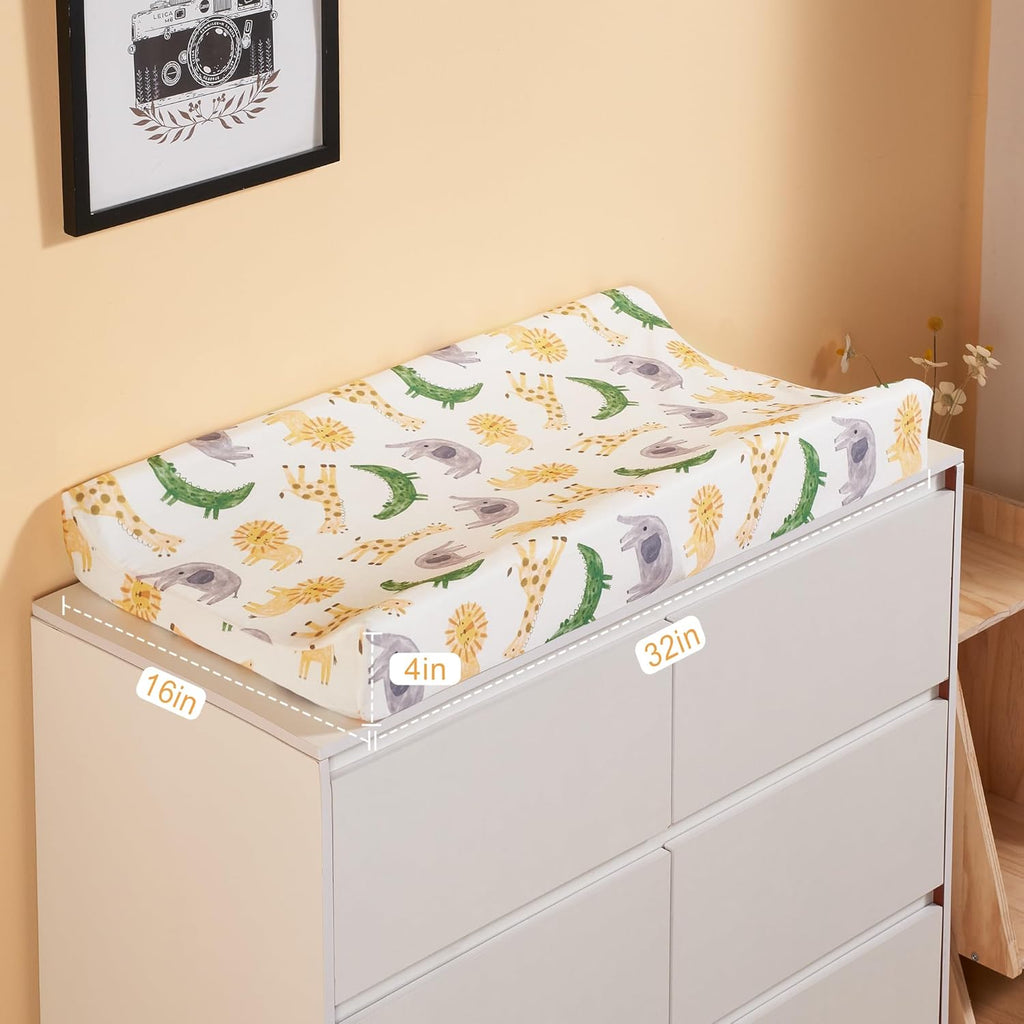 TILLYOU Baby Changing Pad Cover, Changing Table Cover for Girls Boys, Ultra Soft Breathable, 2 Pack African Steppe & Grey