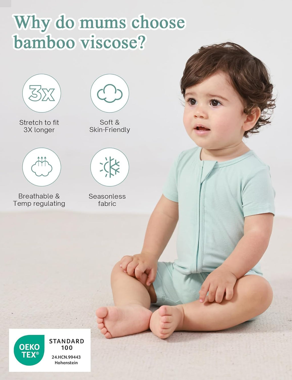 Baby Boys Bamboo Viscose Short Sleeve Romper Soft Comfy Infant Summer Jumpsuit