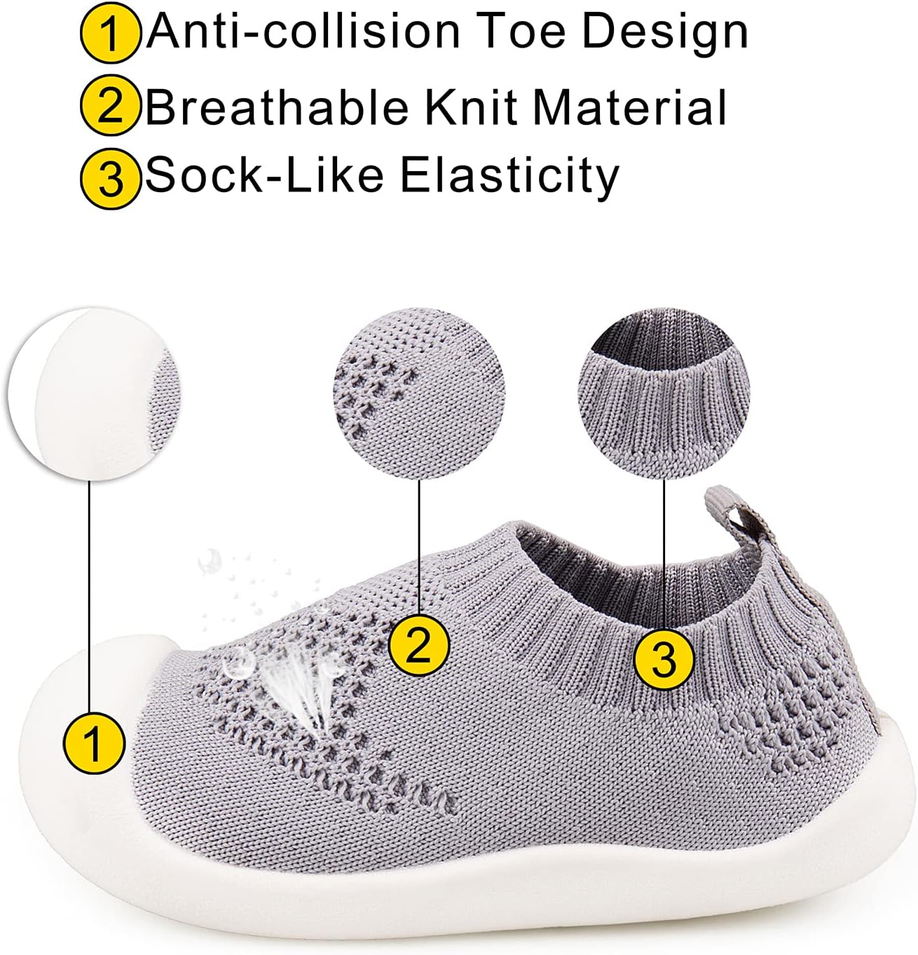Baby First-Walking Shoes 1-4 Years Kid Shoes Trainers Toddler Infant Boys Girls Soft Sole Non Slip Cotton Canvas Mesh Breathable Lightweight TPR Material Slip-on Sneakers Outdoor