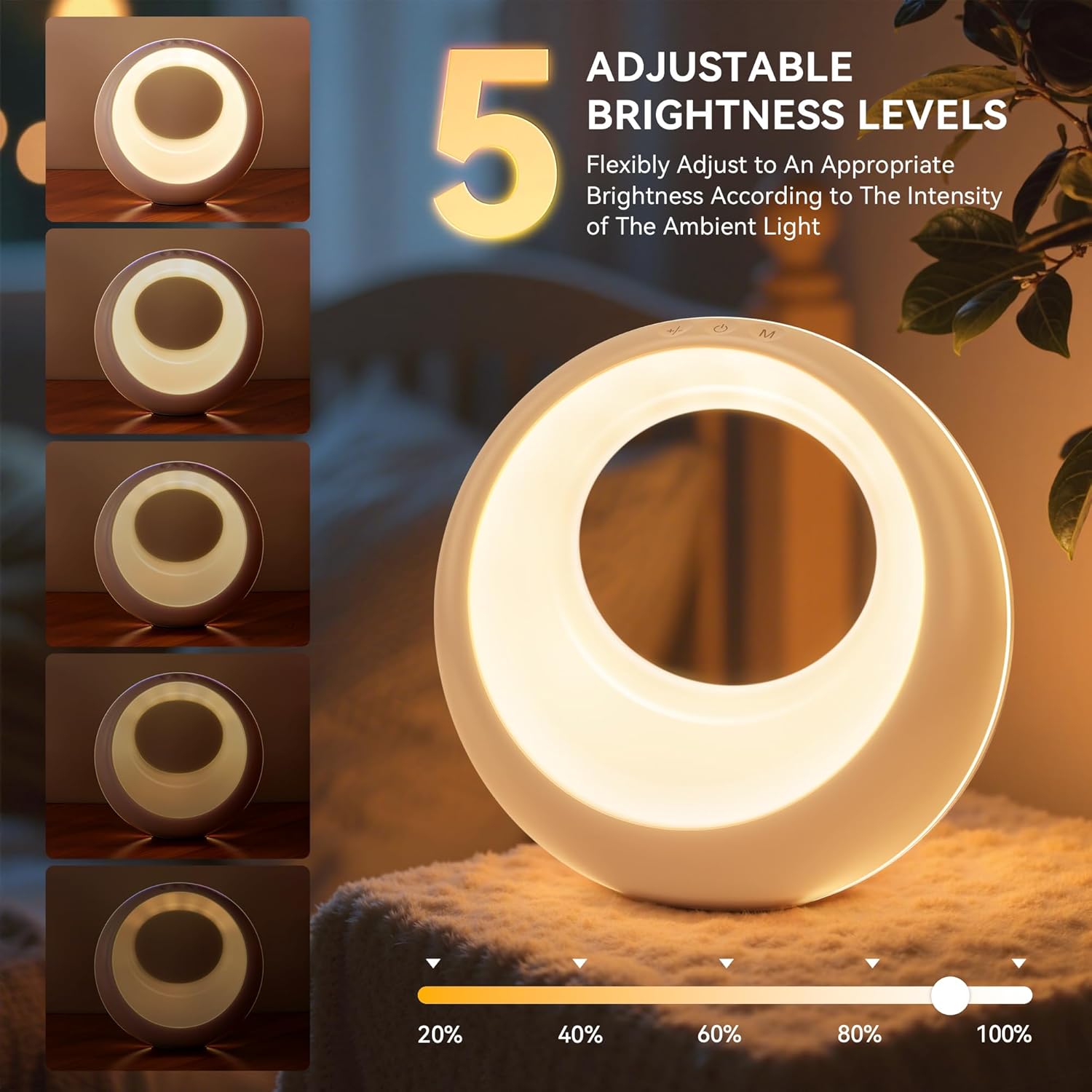 Nursery Night Light for Baby, Magic Moon Lamp for Kids and Adult 7 Lighting Colors & 9 RGB Modes, Rechargeable Bedside Table Lamp with Timing Function, Sleep Aid Nursing Lamp for Bedroom