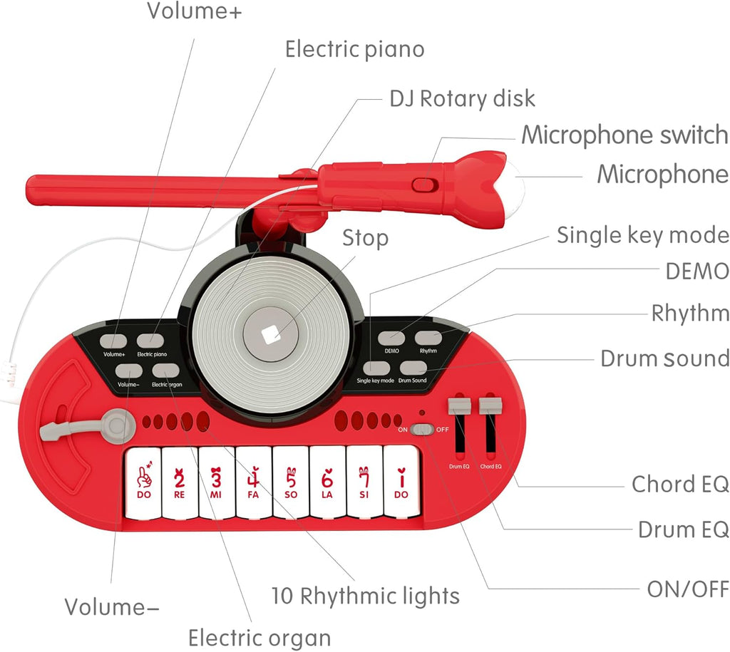 Girls DJ Mixer Piano Toys - Piano for Baby 1 2 3 Years Old 8 Keys Keyboard Learning Musical Instruments for Toddlers 1-3 Birthday Gifts Toy Piano with Microphone