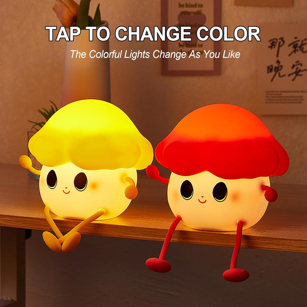 Mushroom Night Light for Kids, Cute Silicone Night Light, 7 Adjustable Color Breathing Mushroom Lamp, Rechargeable USB LED Touch Light for Children's Room Decor, Christmas Birthday Gift (Purple)