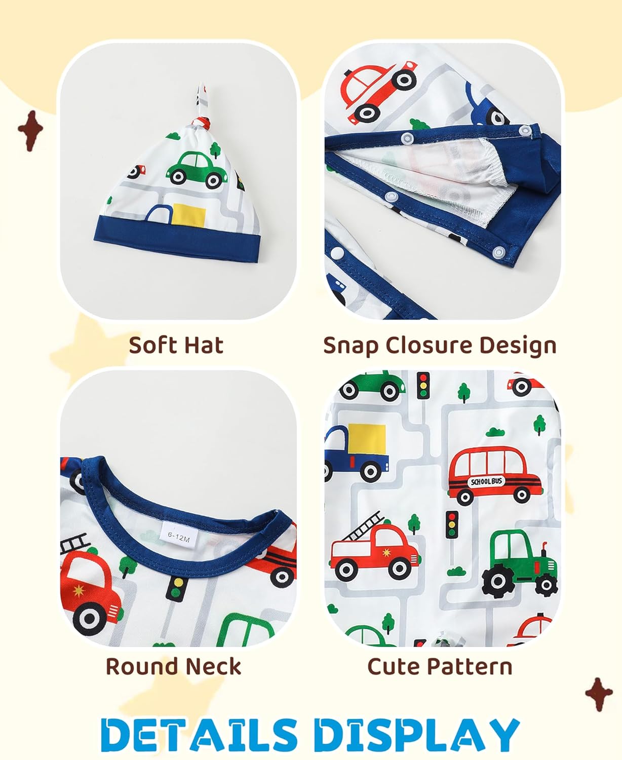 NZRVAWS Baby Boy Clothes Preemie Infant Boy Bear Outfits Jumpsuit Bodysuit Letter Print Romper