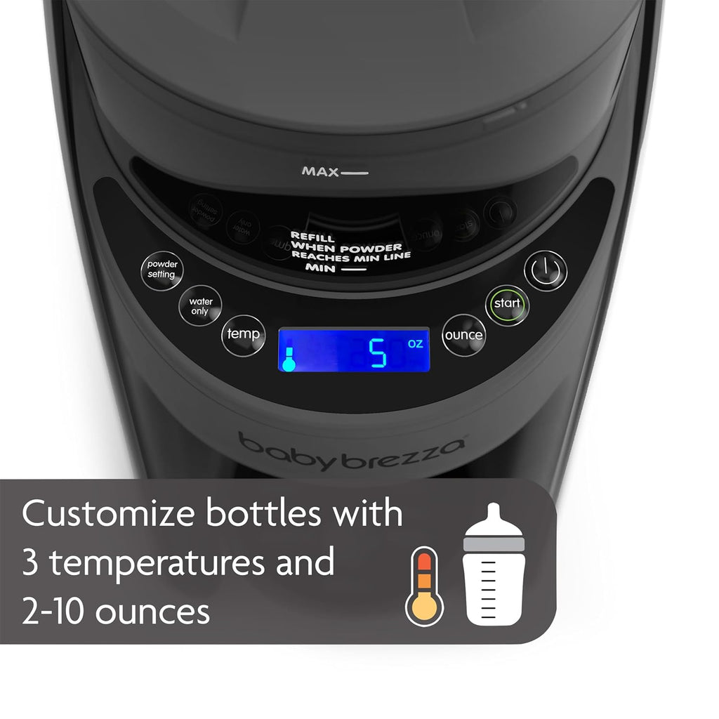 Baby Brezza New and Improved Formula Pro Advanced Formula Dispenser Machine - Automatically Mix a Warm Formula Bottle Instantly - Easily Make Bottle with Automatic Powder Blending, Charcoal