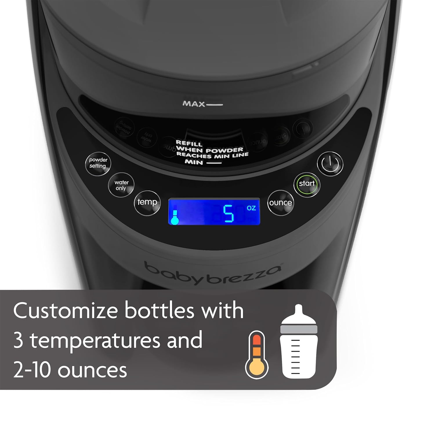Baby Brezza New and Improved Formula Pro Advanced Formula Dispenser Machine - Automatically Mix a Warm Formula Bottle Instantly - Easily Make Bottle with Automatic Powder Blending, Charcoal