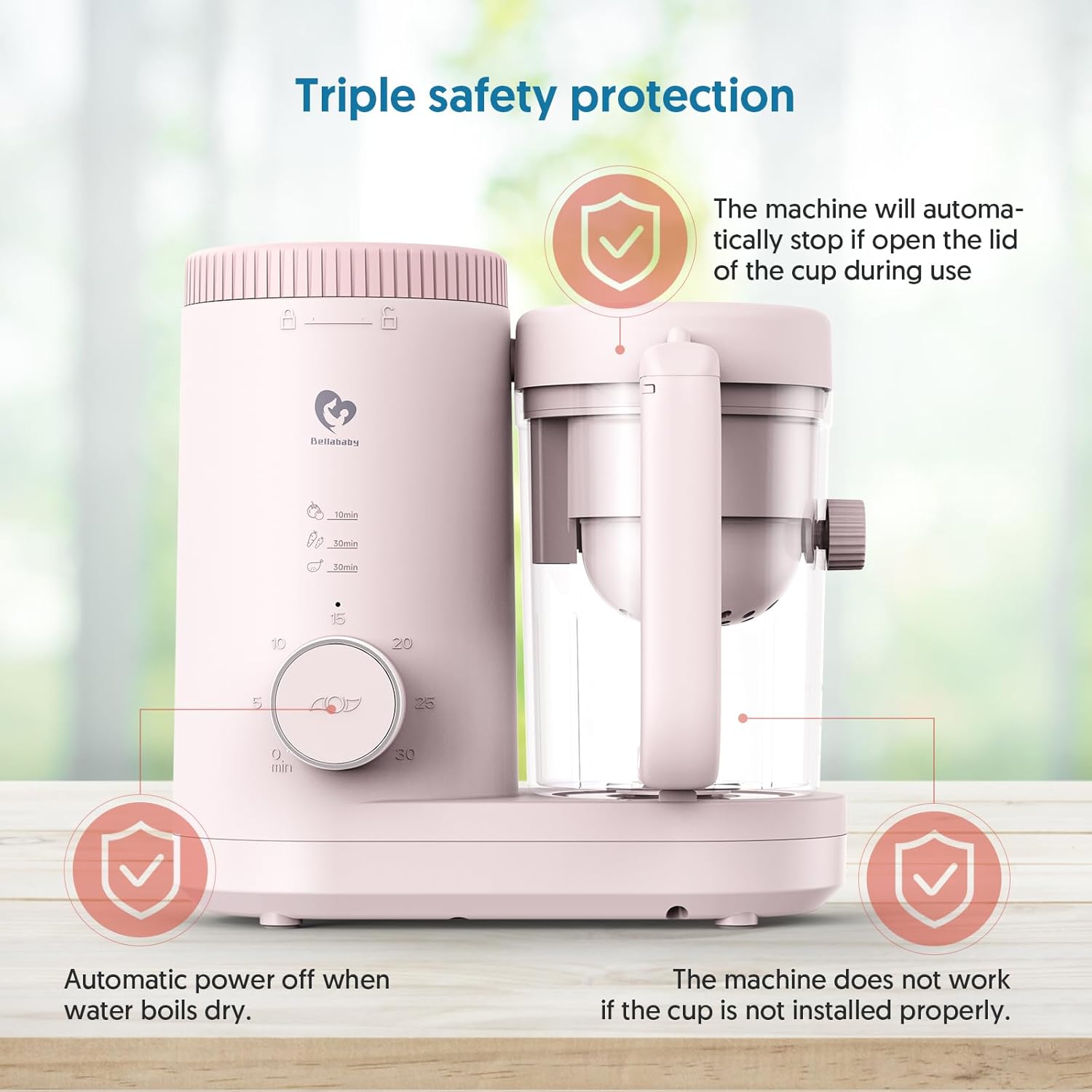 Baby Food Maker Bellababy Baby Food Processor, Puree Blender Steamer with Reversible Steam Basket, One Button Easy Operation & Large Opening for Easy Cleaning