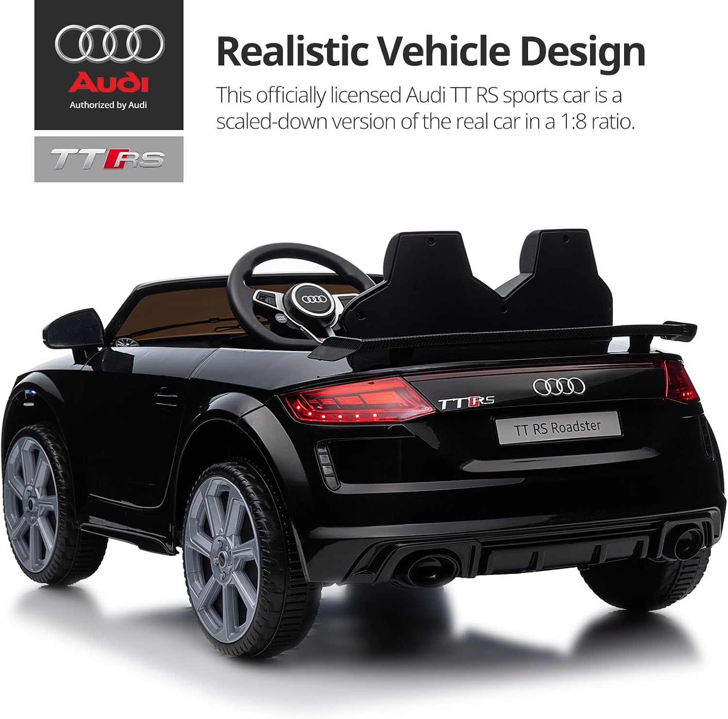 Kids Electric Car, Licensed Audi 6V Kids Ride on Toy Car for Toddlers with Remote - Black