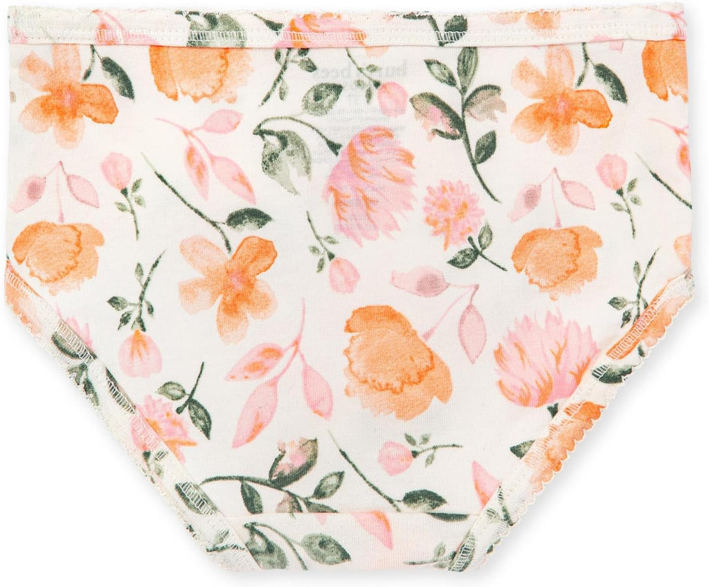 Burt's Bees Baby Toddler Girls' Underwear Set of 5 - Solids, Stripes,Prints, Tag-Free with Sizes for 2T to 8 Years Old