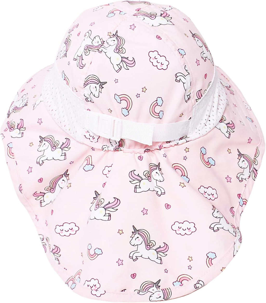 CHUNG Baby Sun Protection Hat Summer Toddler Adjustable UPF 50+ Wide Brim Neck Flap Beach Caps Boys Girls 1-12 Years Kids