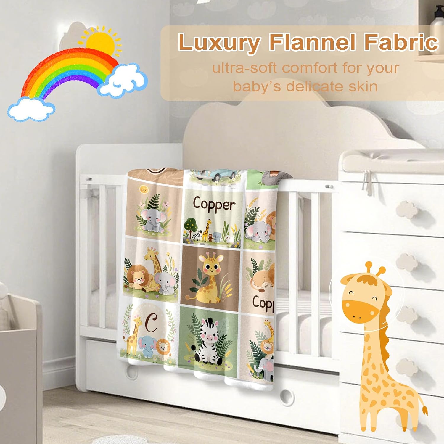 Ship Next Day, Personalized Baby Blanket – Printed in USA, Custom Baby Blanket for Boys & Girls, Baby Blanket with Name, Baby Shower, Easter, Christmas, Birthday Newborn & Toddler Gifts, Baby Gifts