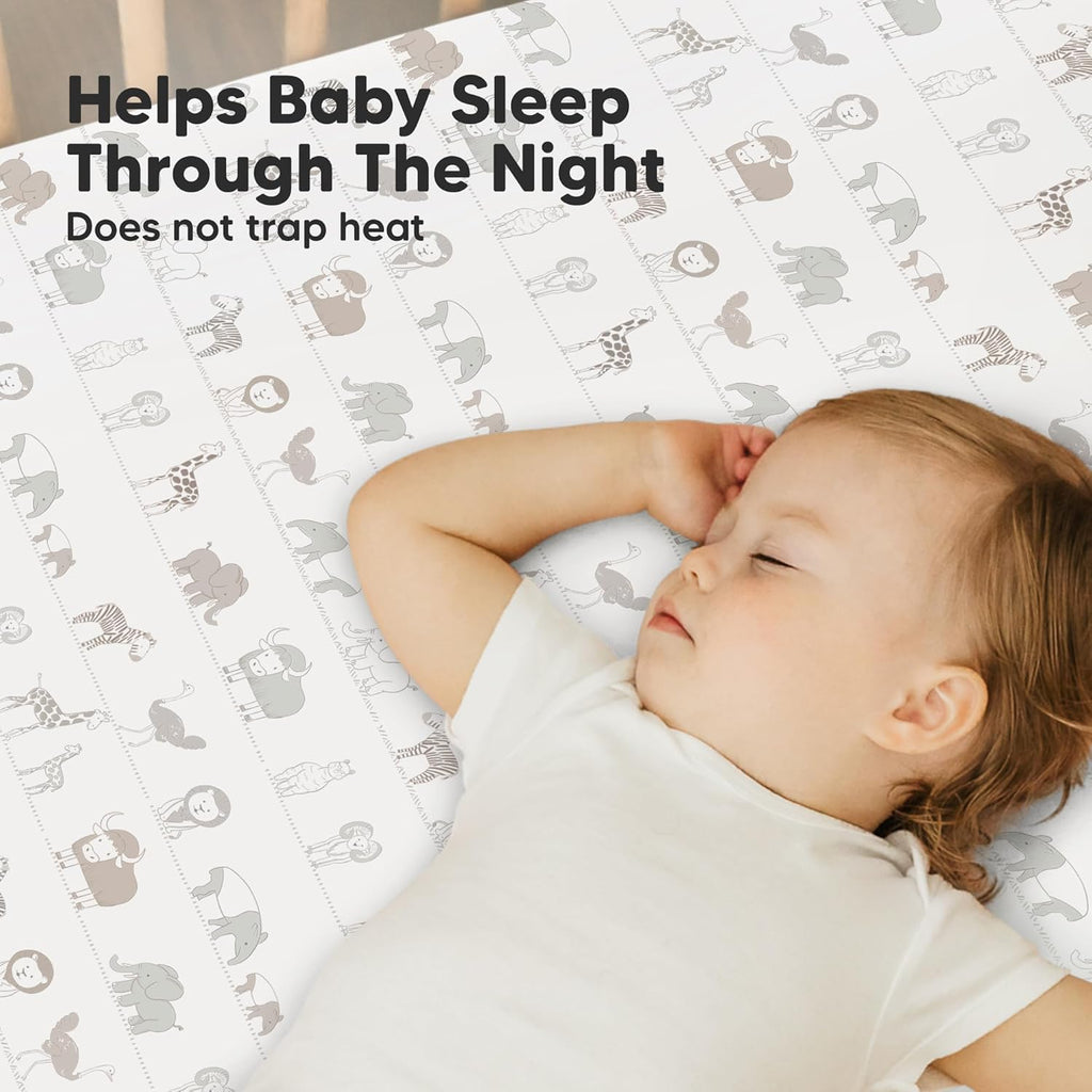 2-Pack Mini Crib Sheets Fitted - 38x26 Pack N Play Sheets for Pack and Play Mattress, Organic Cotton, Soft & Breathable Playard Bedding, Neutral Mini Toddler Bed Cover for Boys, Girls (Savannah)