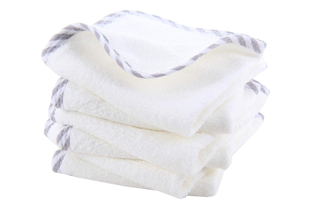 HIPHOP PANDA Baby Washcloths, Rayon Made from Bamboo - 2 Layer Ultra Soft Absorbent Newborn Bath Face Towel - Reusable Baby Wipes for Delicate Skin - Gray Stripe, 6 Pack