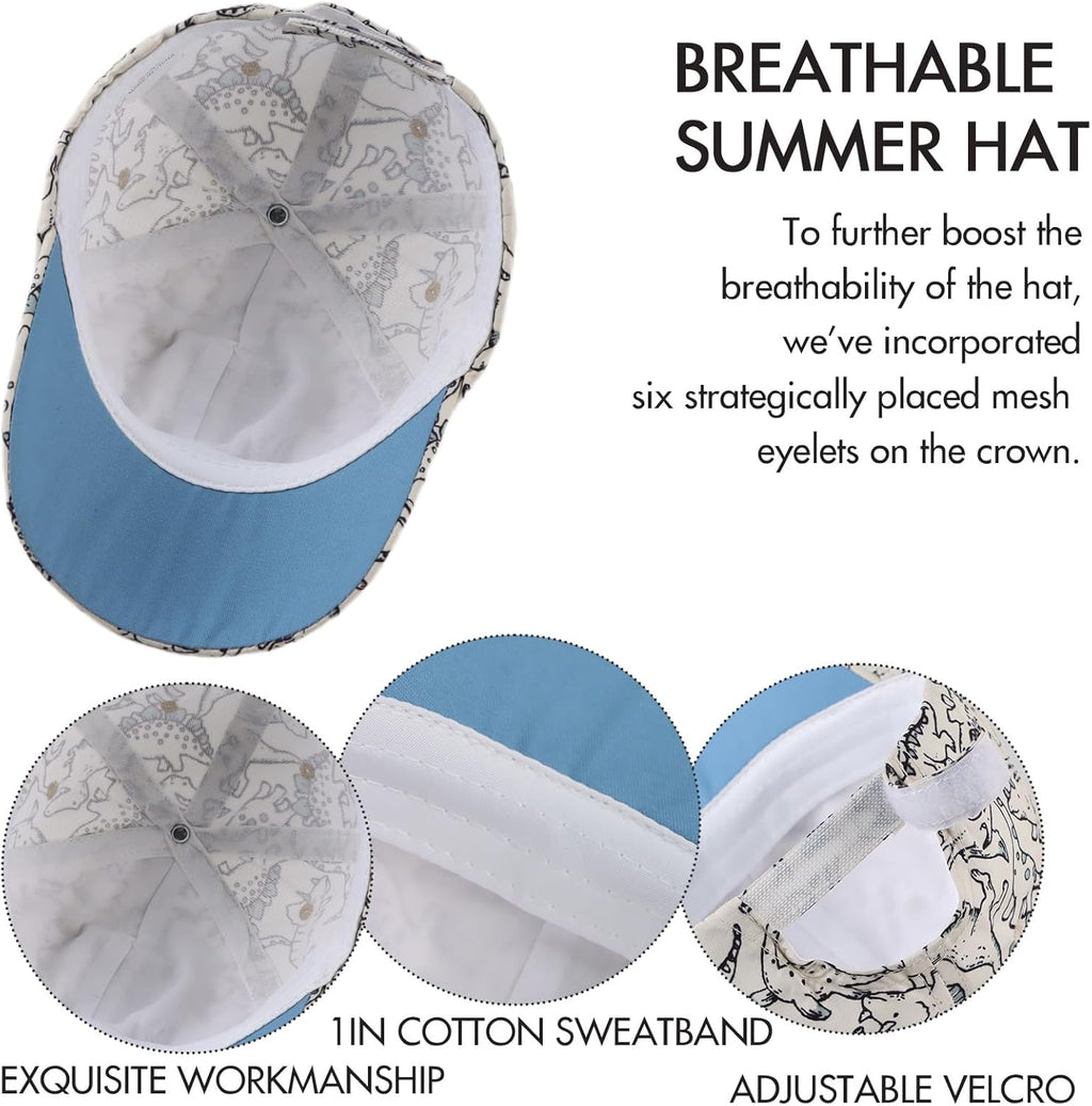 JANGANNSA Dinosaur Boys Girls Caps Embroidery Baby Baseball Caps Cotton Infant Toddler Kids Hat Spring Summer Autumn 2-6Y