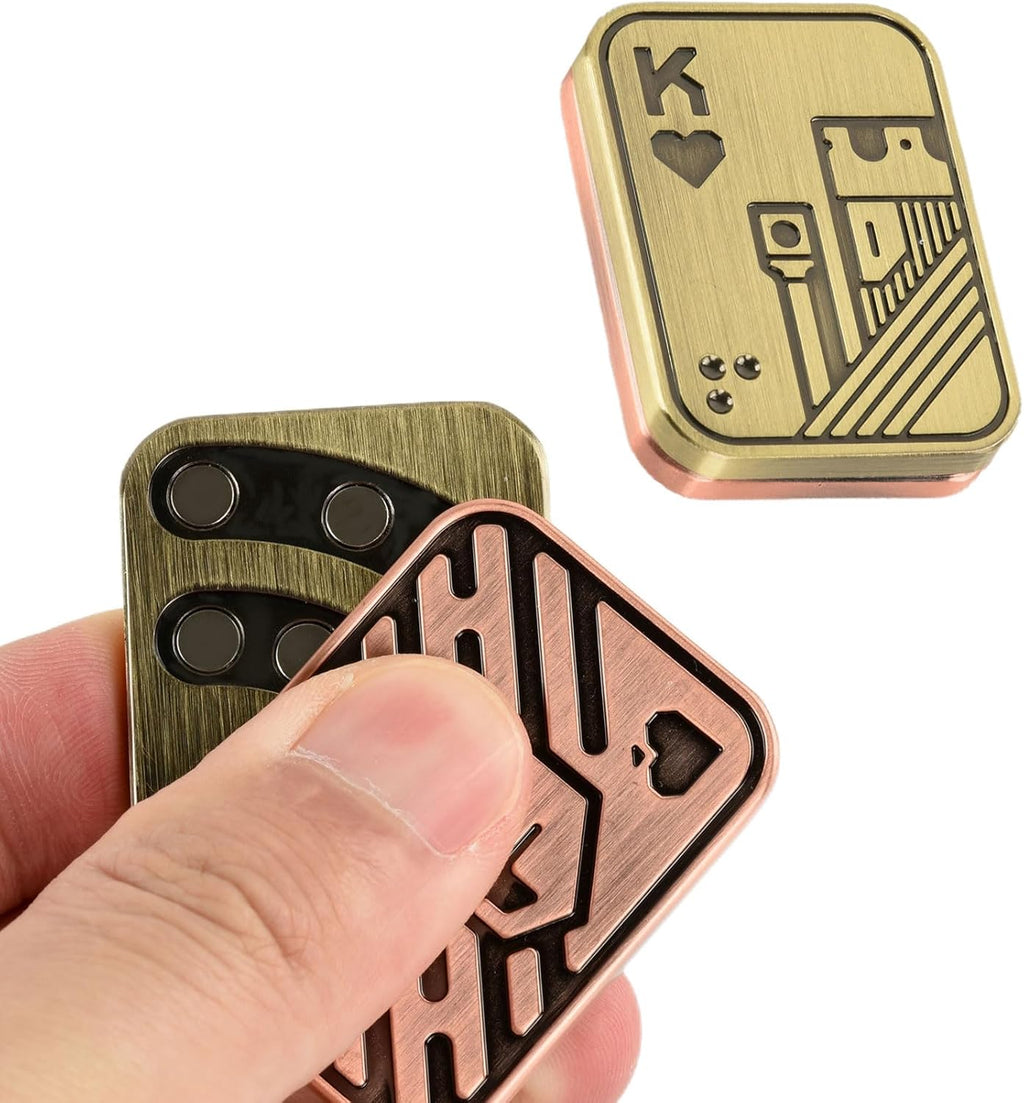 2 Pack EDC Metal Fidget Slider Toys- Stress Relief Toy Metal Slider Fidget Office Desk Toys for Adults (Poker Fidget Slider K+CP3)