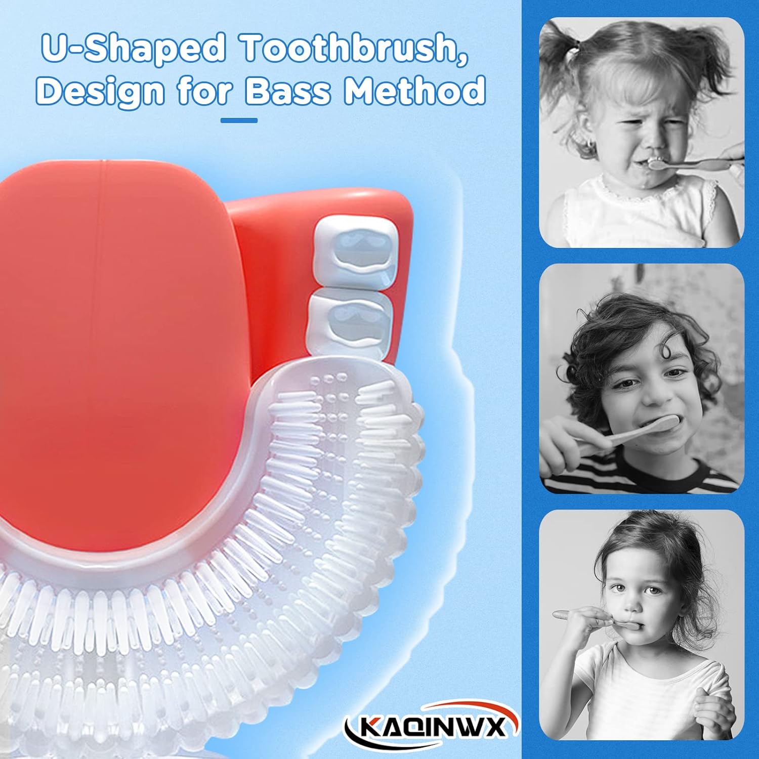 Kids U Shaped Electric Toothbrush for Age 2-12, Rechargeable Toddler Toothbrush with Smart Timer & 3 Clean Modes, Dinosaur Design, IPX7 Waterproof, 3 Brush Heads & 360°Cleaning