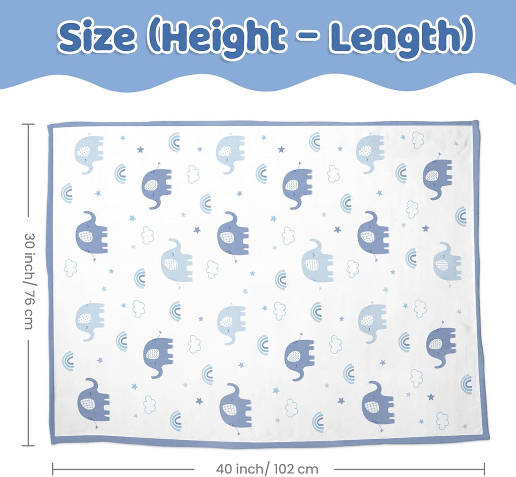 Elephant Minky Baby Blanket 30 x 40 Inches for Boys Girls, Soft Plush Receiving Blanket with Dotted Back, Gift for Toddler Newborn Infant Christmas Birthday Baby Shower