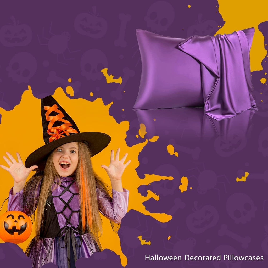 Mulberry Silk Pillowcase for Hair and Skin,Queen Size Cooling Silk Pillow Case with Hidden Zipper,Allergen Proof Dual Sides Soft Breathable Smooth Silk Pillow Cover for Women(Queen,Purple)