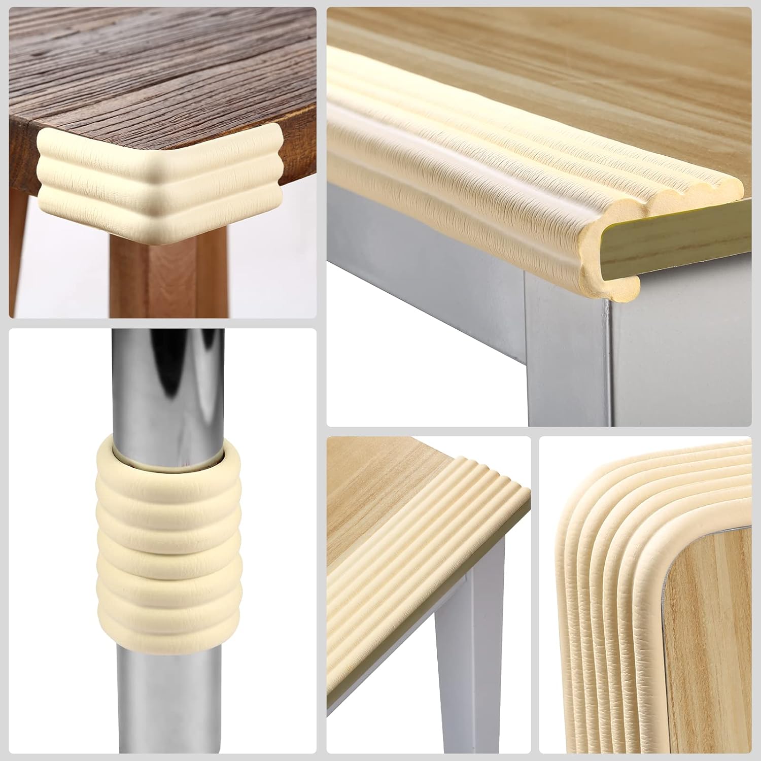 Upgrade Baby Proofing Edge Corner Protector, 16.4ft Edge Guards Padding with 3M Adhesive, Extra-Wide Soft Rubber Foam Padding, Furniture,Sharp Edge Safety Corner Edge Bumper Guard- Beige
