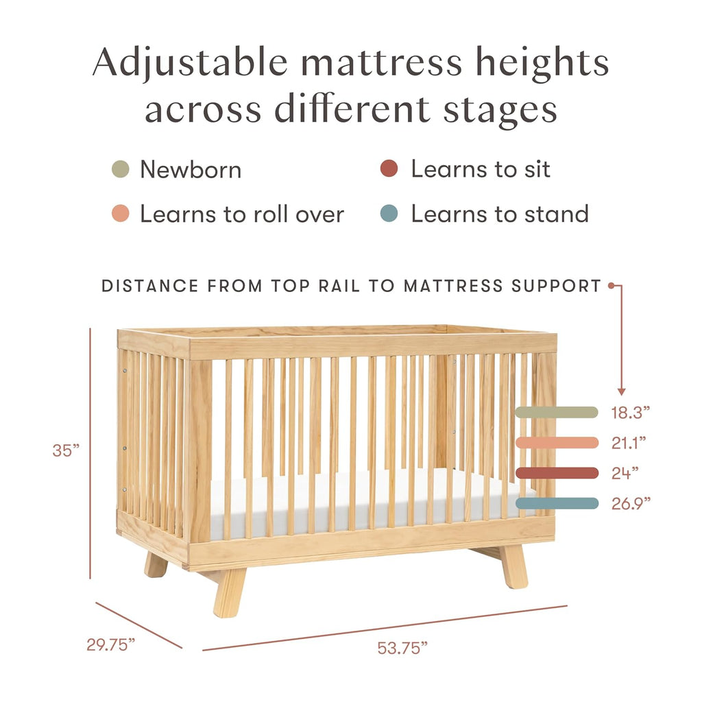 babyletto Hudson 3-in-1 Convertible Baby Crib with Toddler Bed & Daybed Conversion - Easy to Assemble - GREENGUARD Gold Certified w/ 4 Adjustable Mattress Heights - Natural