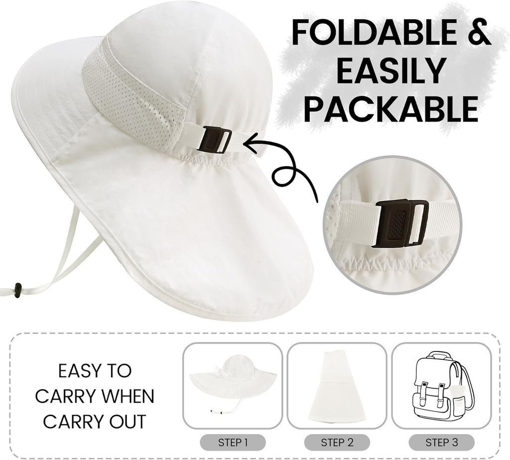 Baby Sun Hat with Neck Flap for Sun Protection Toddler Beach Hat UPF 50+ Outdoors 0-6 Years Boys Girls