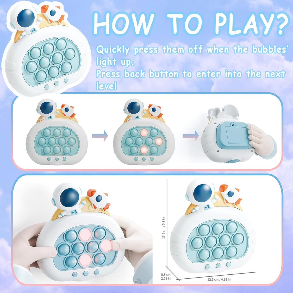 Stress Relief Toys, Decompression Breakthrough Puzzle Pop Button Gopher Handheld Game Machine, Novelty Fidget Toys Party Favor Gifts for Kids Adults (Rocket Astronaut)