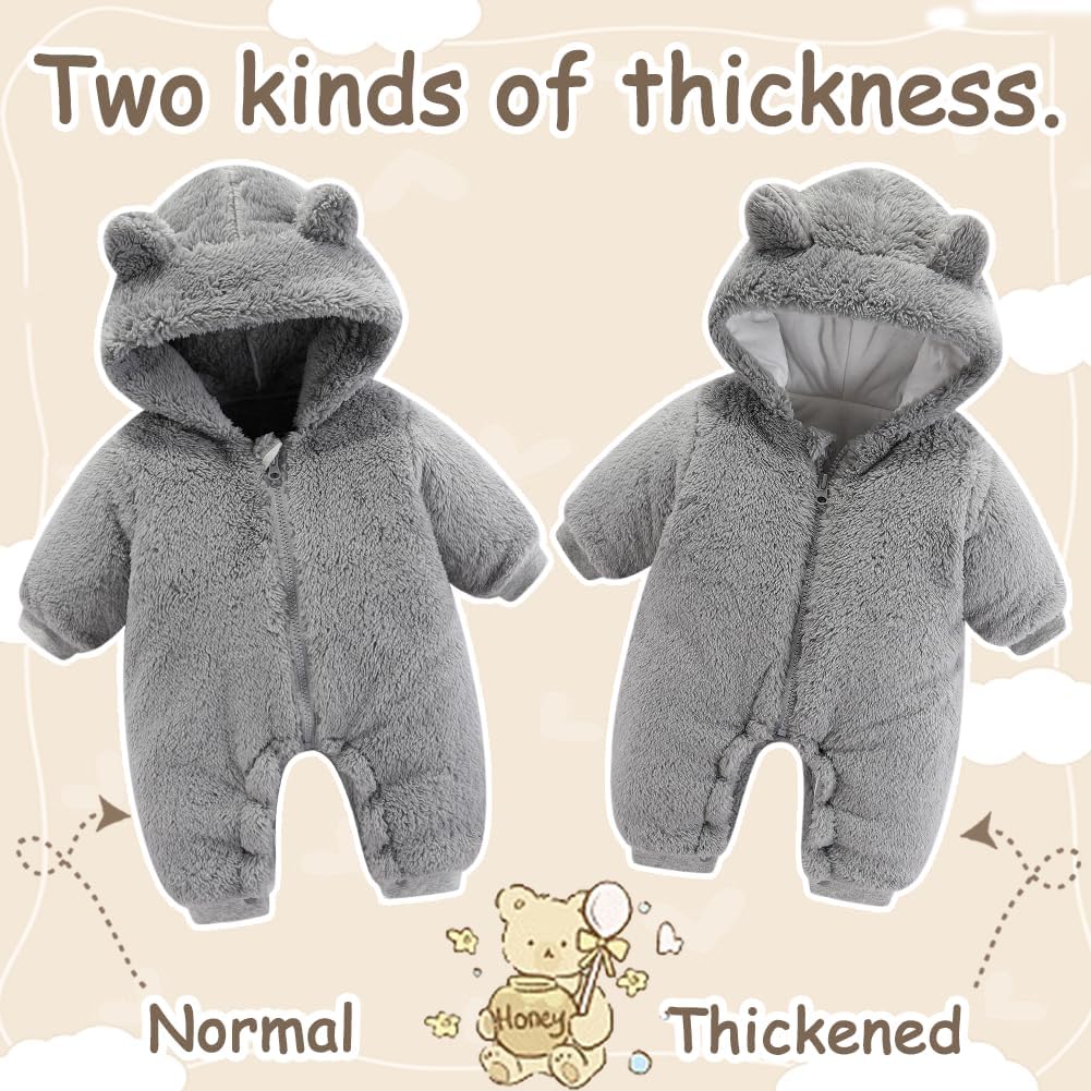 UVIPC Baby Newborn Bear Outfit Fleece Snowsuit Winter Clothes Hooded Jumpsuit Romper for Baby boy girl