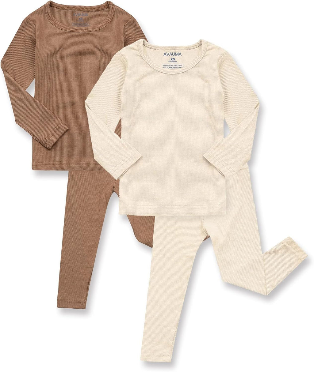 AVAUMA Baby Boys Girls Pajama Set Kids Toddler Snug fit Ribbed Sleepwear pjs for Daily Life Style