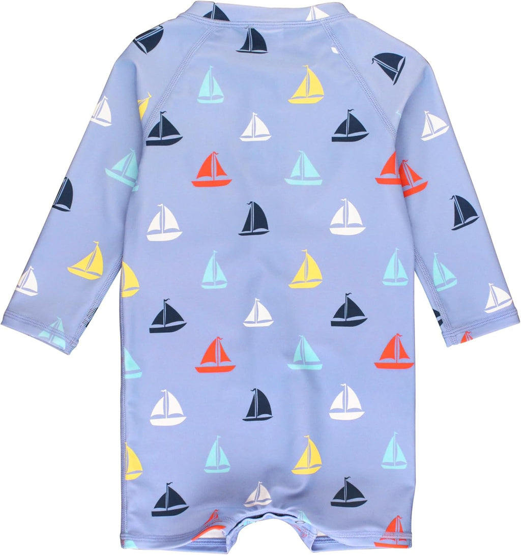 RUGGEDBUTTS Baby/Toddler Boy Swimsuit, One Piece Zipper Rash Guard Sunsuit with UPF 50+ Sun Protection