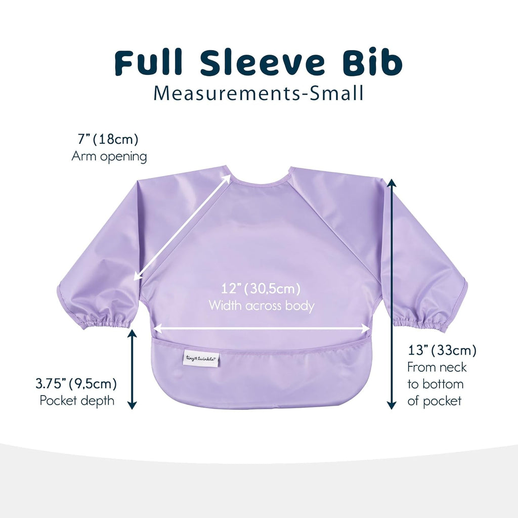 Tiny Twinkle Mess Proof Baby Bibs, 2pk Waterproof Smock Baby Bibs for Eating, Machine Washable Long Sleeve Bibs, Baby Led Weaning, Toddler Bibs, BLW Supplies (Mermaid, Small 6-24 Months)