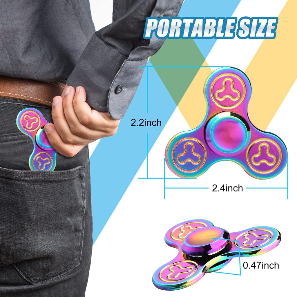 7 Pack Rainbow Fidget Spinners Pack Stress Relief Toys for Kids Adults, Finger Hand Spinner Metal Fidget Bulk Set Desk Toy for Anti-Anxiety Focus, Cool Small Gadget Novelty Gifts Party Favor