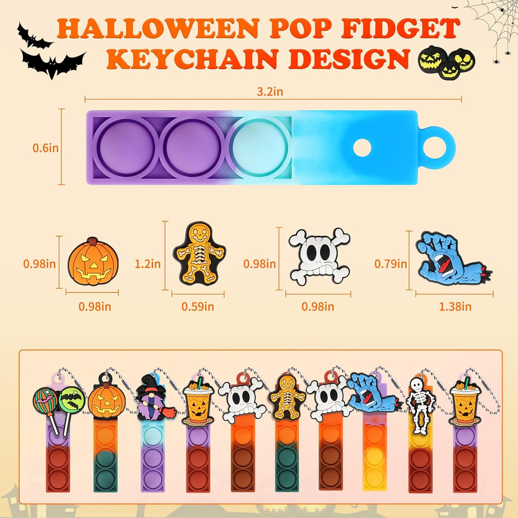 24pcs Halloween Mini Pop Fidget Toys Bulk Halloween Party Favors for Kids Pop Keychain Sensory Toys Bag Fillers Pop Toddler Birthday Carnival Treasure Classroom Prizes Stress Reliever Desk Toys