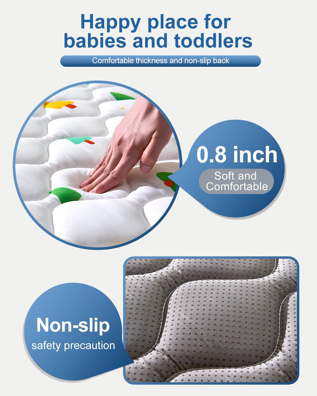 Odorless Premium Foam Baby Play Mat 79" x 71", Soft Microfiber Fabric Crawling Mat for Floor- Comfortable and Hypoallergenic, Non-Slip Cushioned Floor Playpen mat for Infants,Babies,Toddlers